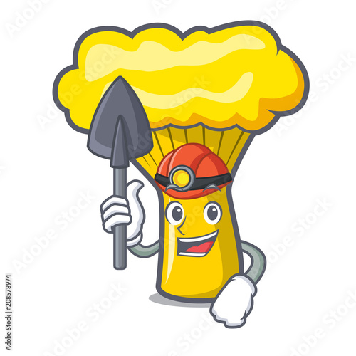 Miner chanterelle mushroom mascot cartoon