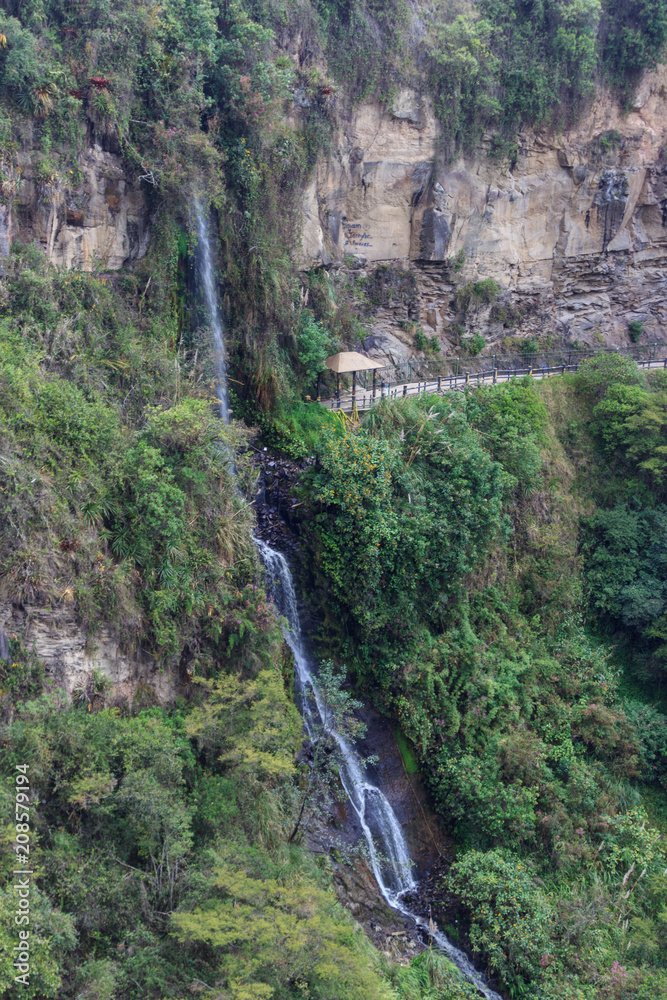 Fototapeta premium View on the Waterfall at Santuario de las Lajas in Pasto, Colombia