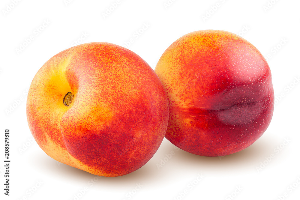 Nectarine or peach isolated on white background, clipping path, full depth of field Nectarine or peach isolated on white background, clipping path, full depth of field