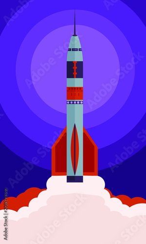 Carrier rocket starting to the space.