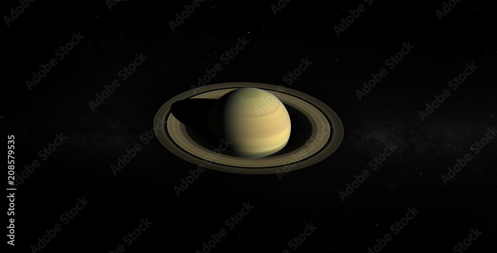 Naklejka premium View of Saturn from its shadow. Cassini satellite Saturn mission . Elements of this image furnished by NASA.