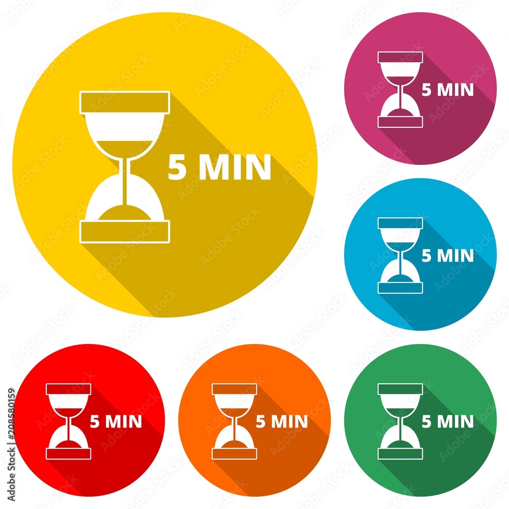 Hourglass, Sandglass, Sand timer color icon with long shadow Hourglass, Sandglass, Sand timer color icon with long shadow