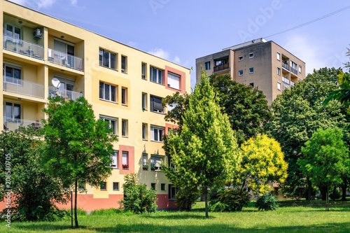 Apartment block in a residential district in Budapest, Hungary