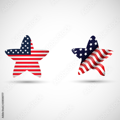 American Independence Day background with star in national flag