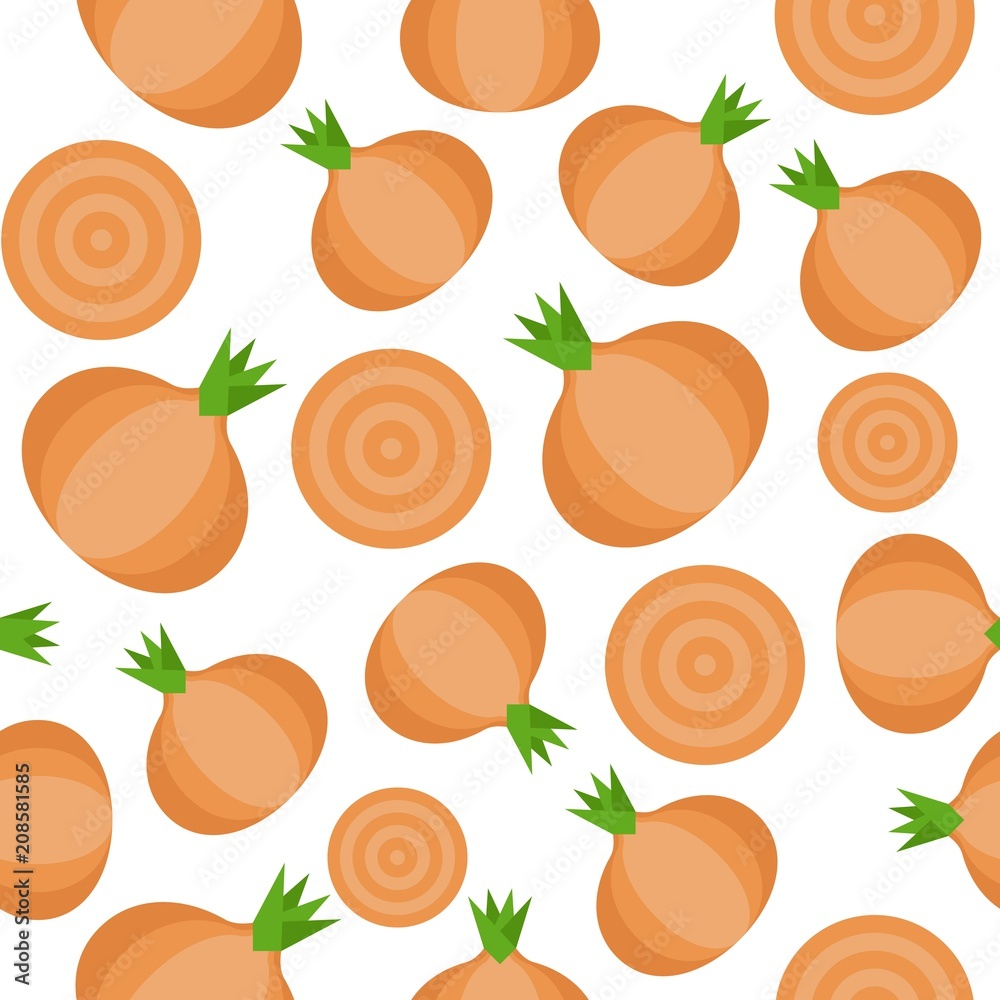 Onion seamless pattern, flat design for use as wallpaper, wrapping paper, background or backdrop