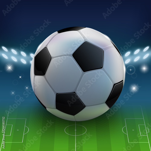 Soccer or football banner with ball. Football background