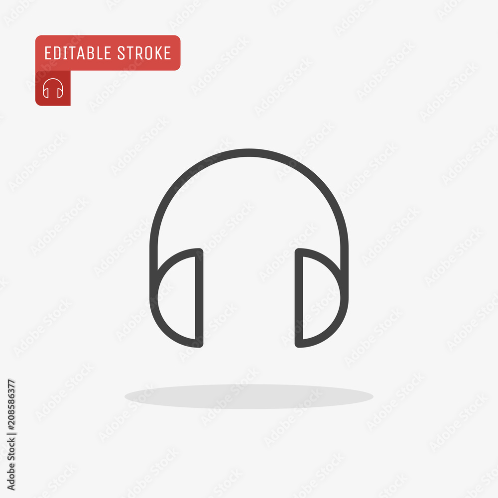Outline headphones icon isolated on grey background, for website design, mobile application, ui. Editable stroke. Vector illustration, eps10. Outline headphones icon isolated on grey background, for website design, mobile application, ui. Editable stroke. Vector illustration, eps10.