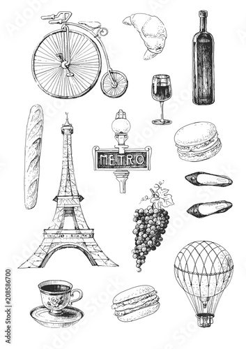 Photography French objects on the white background (isolated)
