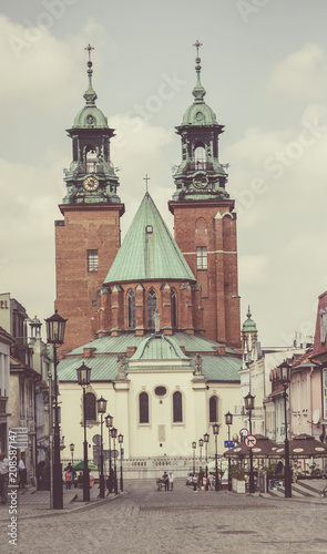 Gniezno, Poland. View of the cathedral. The Catholic church.