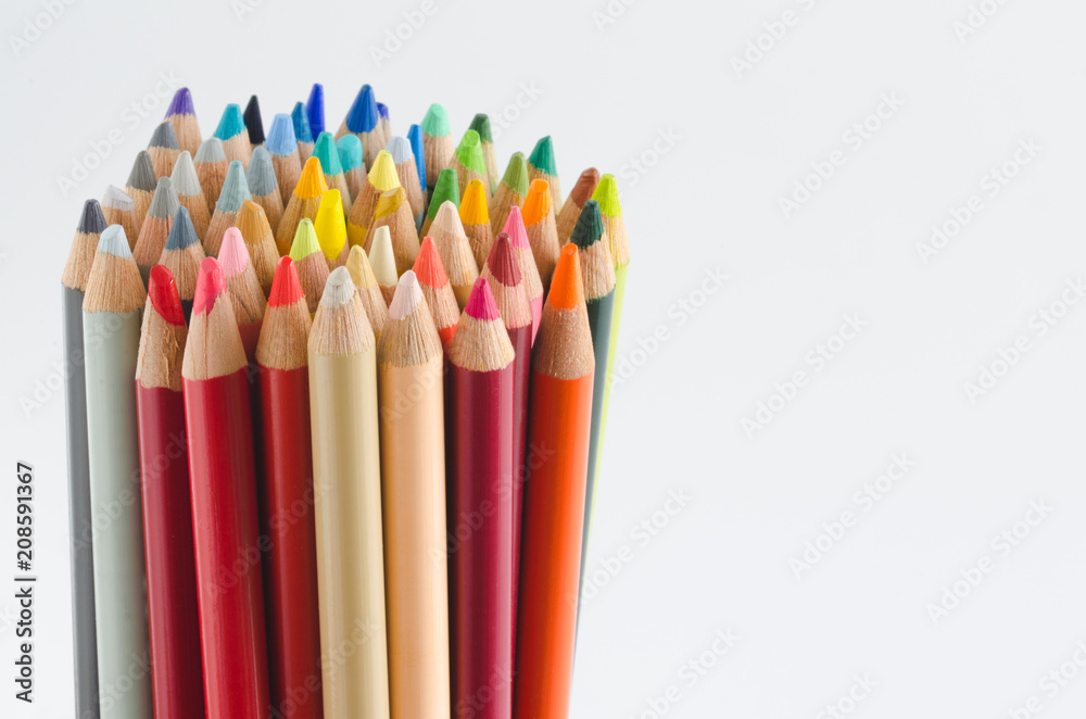 Group of colored pencils, tips. Group of colored pencils, tips.