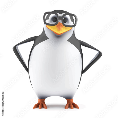 Vector 3d Academic penguin with hands on hips © Steve Young