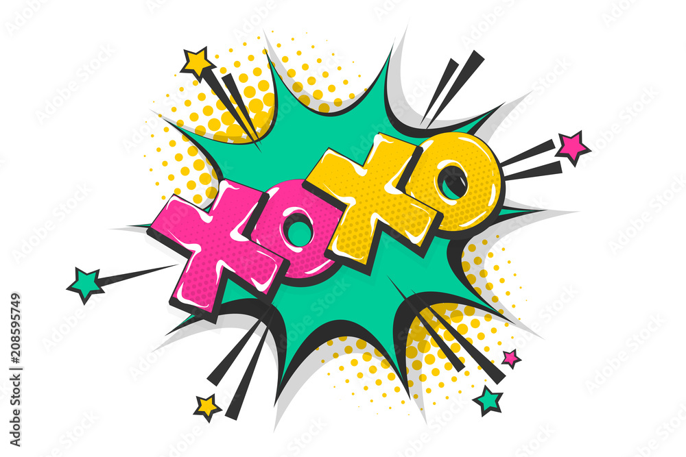 Xoxo pop art comic book text speech bubble Xoxo pop art comic book text speech bubble