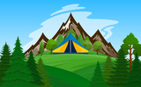 Vector mountain camping illustration