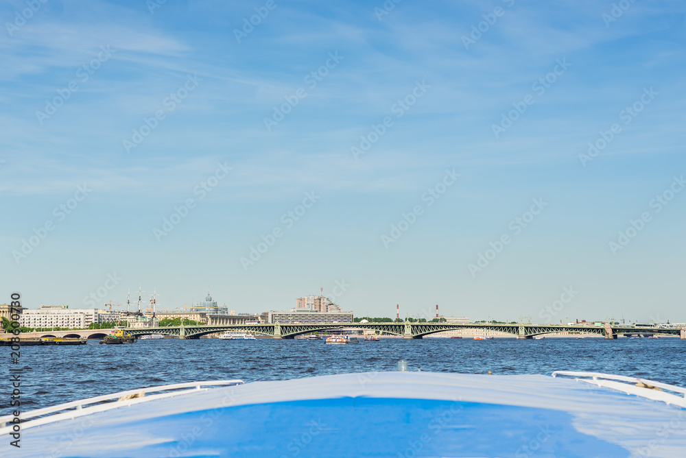 Bridge over Neva River in Saint Petersburg, Russia