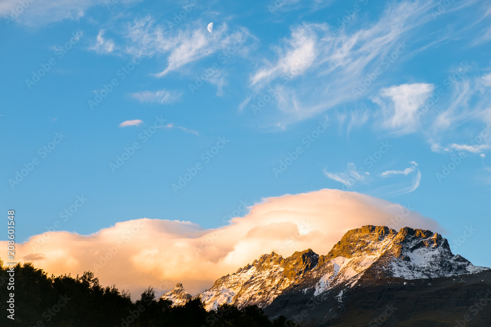 Beautiful landscape of Alps mountain at sunset.