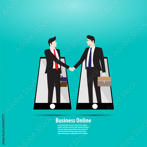 Two business man join the online business