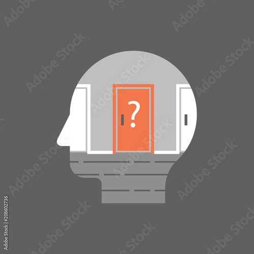 Difficult choice, decision making concept, choose a door, moral dilemma