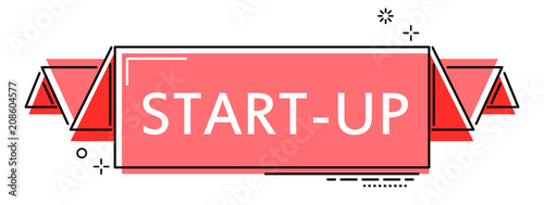 red flat line banner startup