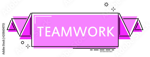 purple flat line banner teamwork
