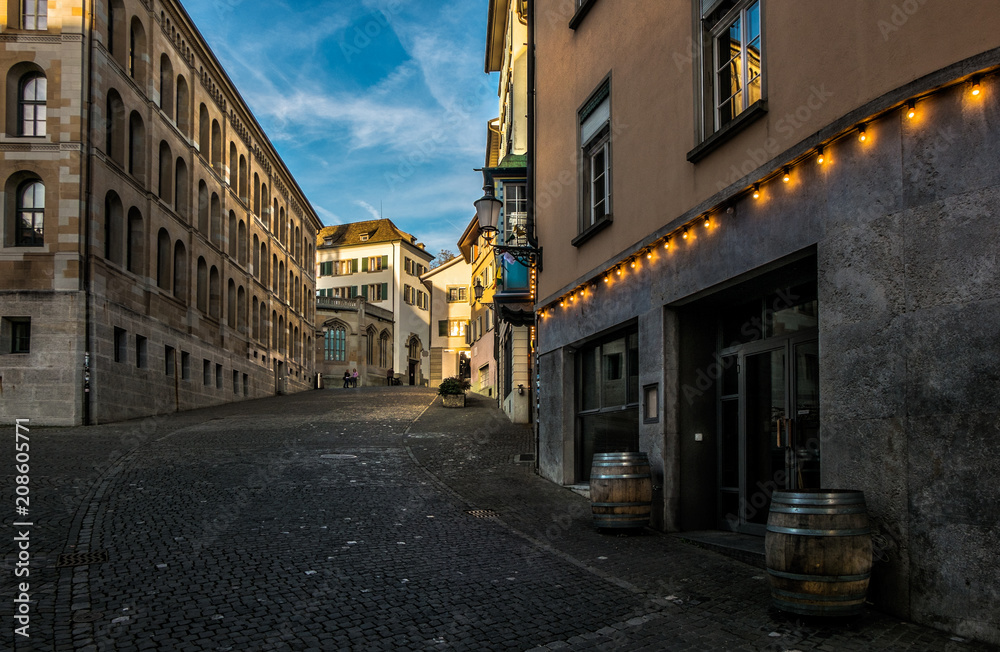 The streets of the old city of Zurich. Switzerland.