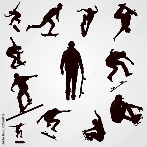 vector skateboarders silhouettes 