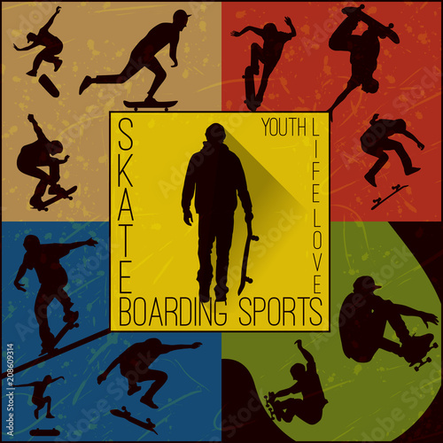 vector skateboarders silhouettes 