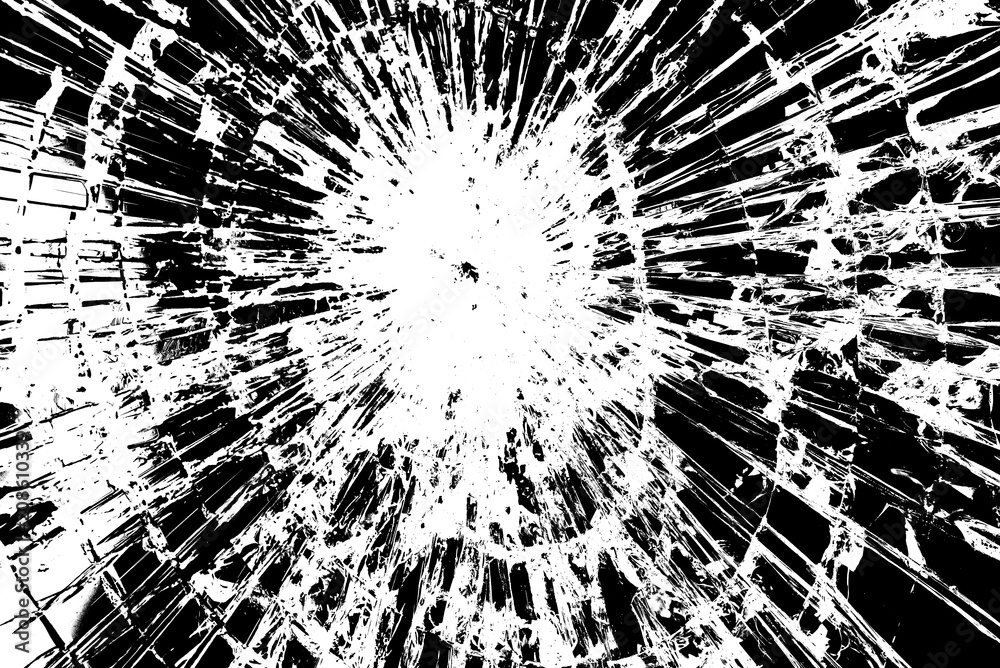 black-white picture of broken glass