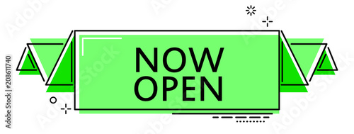 green flat line banner now open