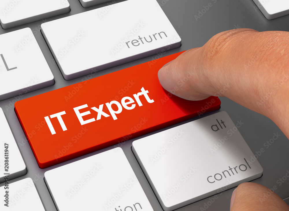 it expert pushing keyboard with finger 3d illustration it expert pushing keyboard with finger 3d illustration
