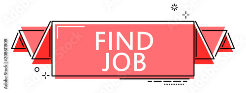 red flat line banner find job