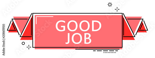 red flat line banner good job