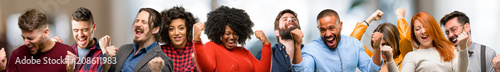 Foto Group of people happy and excited expressing winning gesture