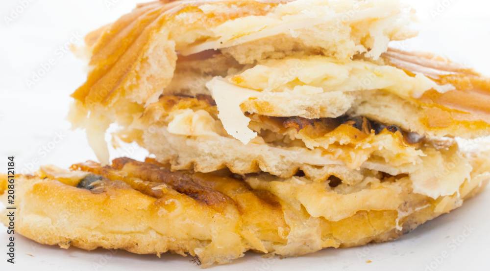 fresh prepared toast sandwich on white background