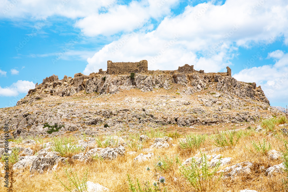 The medieval Feraklos Castle on Rhodes Island, Dodecanese, Mediterranean Sea, Greece The medieval Feraklos Castle on Rhodes Island, Dodecanese, Mediterranean Sea, Greece