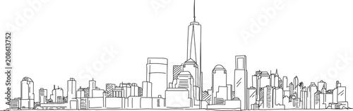 Canvas Print New York Manhattan Free Hand Sketch