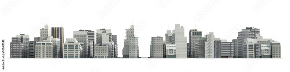City and apartment buildings. 3d render.
