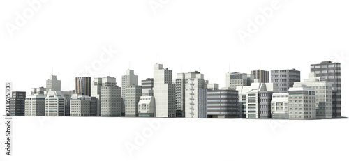 City and apartment buildings. 3d render.