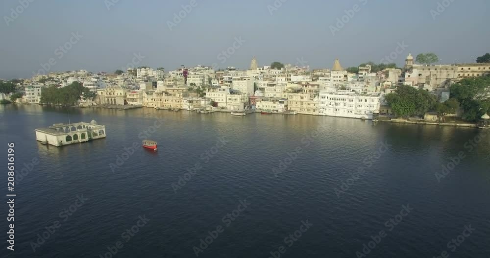 Lake Pichola and the City Palace in Udaipur, Rajasthan, India - 4K aerial Lake Pichola and the City Palace in Udaipur, Rajasthan, India - 4K aerial