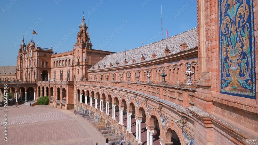 Palais de la place d'Espagne à Séville, en Andalousie, avec des azulejos (Espagne)