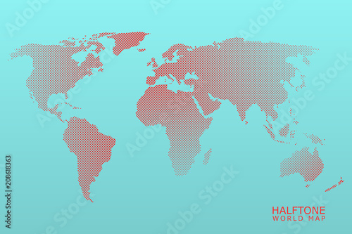Fototapeta Naklejka Na Ścianę i Meble -  Halftone vector world map