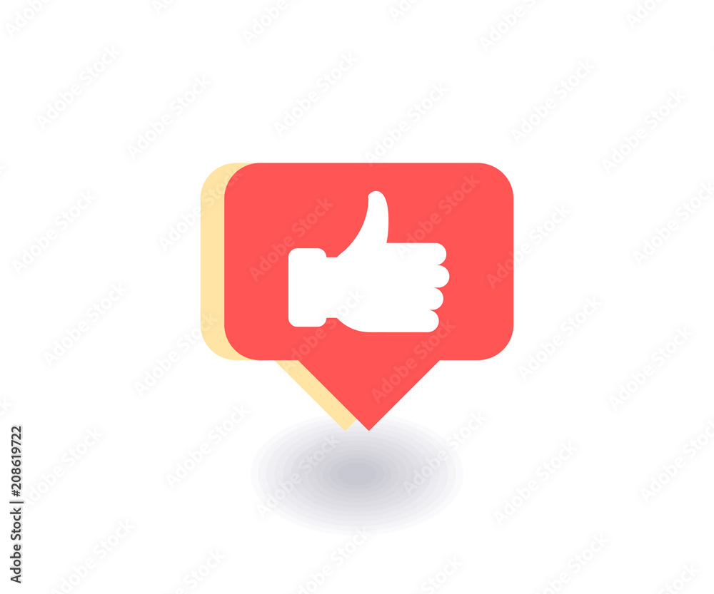 Thumbs up, like icon, vector symbol in flat style isolated on red background. Social media illustration. Thumbs up, like icon, vector symbol in flat style isolated on red background. Social media illustration.