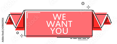 red flat line banner we want you