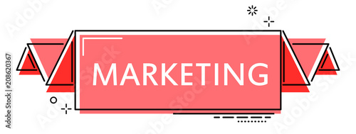 red flat line banner marketing