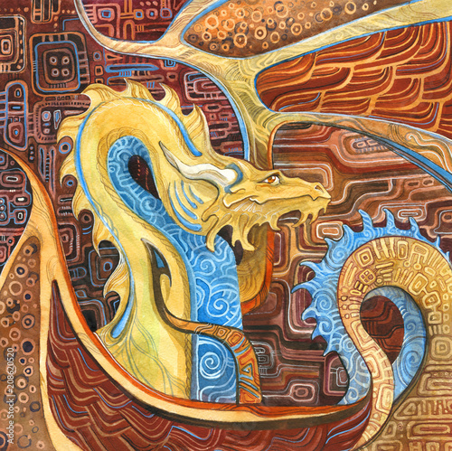 dragon in Klimt's style