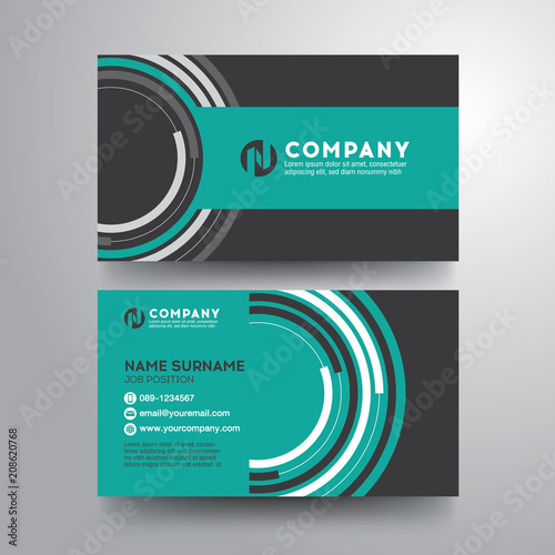 Modern business card with geometric circle green gray color