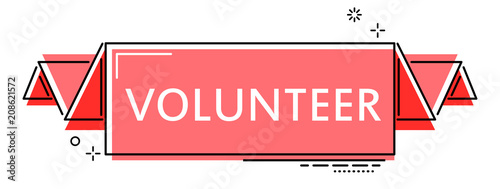 red flat line banner volunteer