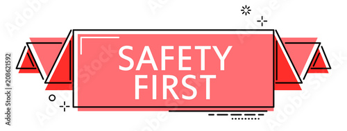 red flat line banner safety first