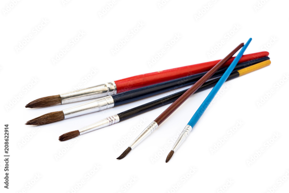  Set of paint brushes isolated on white background