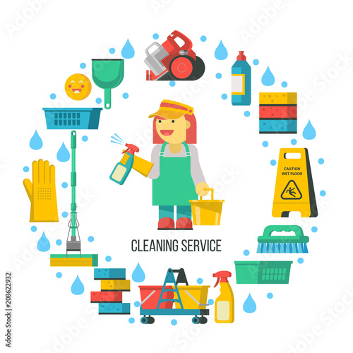 Cleaning service. Vector illustration.