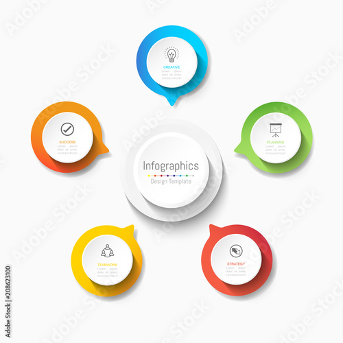 Infographic design elements for your business data with 5 options, parts, steps, timelines or processes. Vector Illustration.